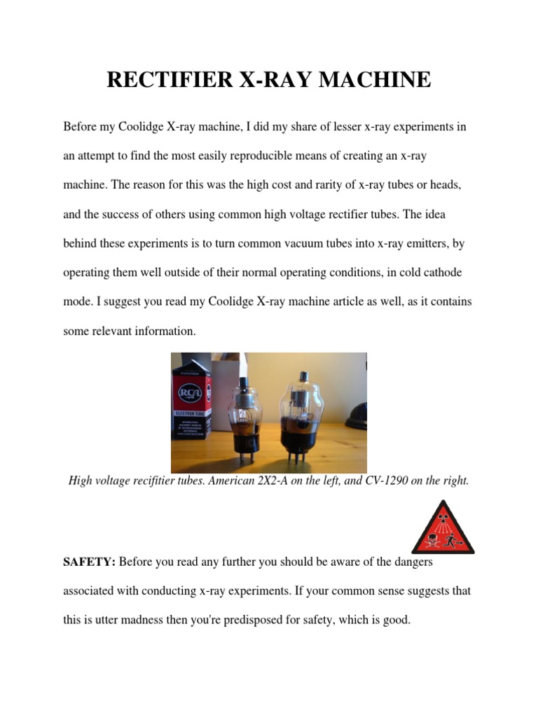 Rectifier X Ray Machine PDF Vacuum Tube X Ray