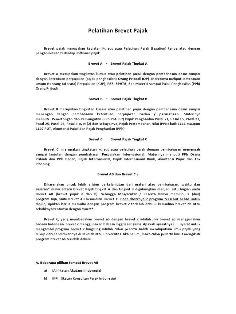 Belajar Pajak Brevet A Dan B Cara Mengajarku