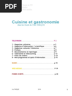 Cuisine Et Gastronomie Dans Les Fonds De L Ina Pdf Gastronomie Cuisine