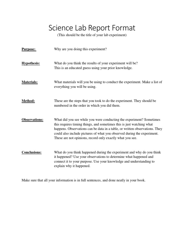 Science Lab Report Structure Guide | PDF
