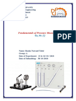 Fundamentals of Pressure Measurement: Ex. No.