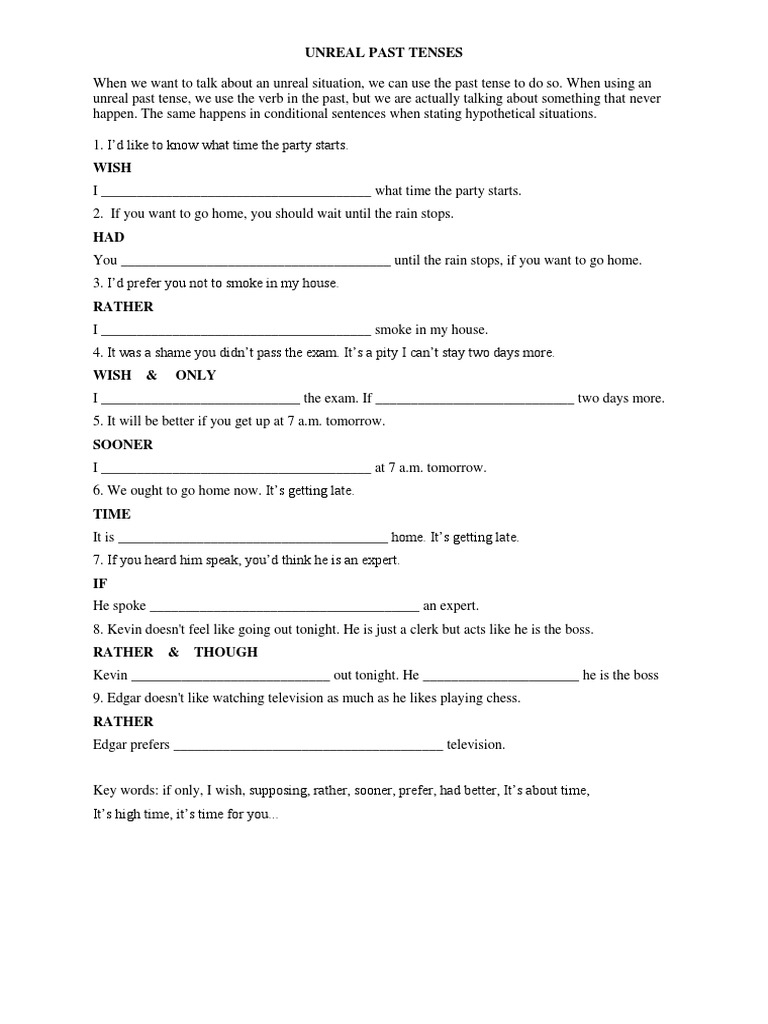 Unreal Past Tenses | PDF | Grammar | Linguistics