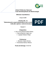 Práctica 14 - Determinación Espectrofotométrica de La Constante de Acidez Del Indicador Químico Verde de Bromocresol