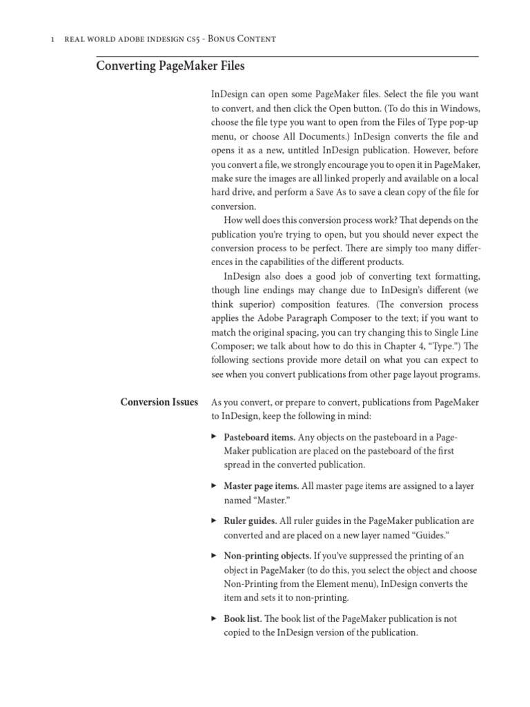 Converting PageMaker to InDesign Guide | PDF | Adobe In Design ...