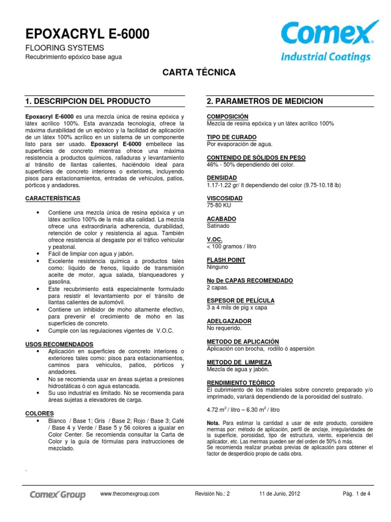 Epoxacryl E-6000 PDF | PDF | Revestimiento | Hormigón