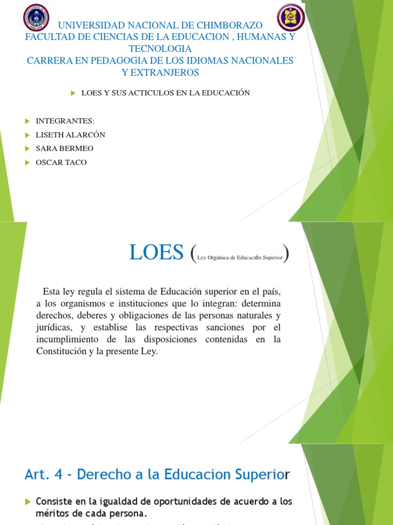 LOES: Ley de Educación Superior en Ecuador | PDF | Educación más alta ...