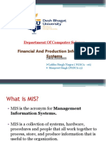 Financial and Production Information Systems: Department of Computer Science
