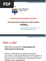 Financial and Production Information Systems: Department of Computer Science