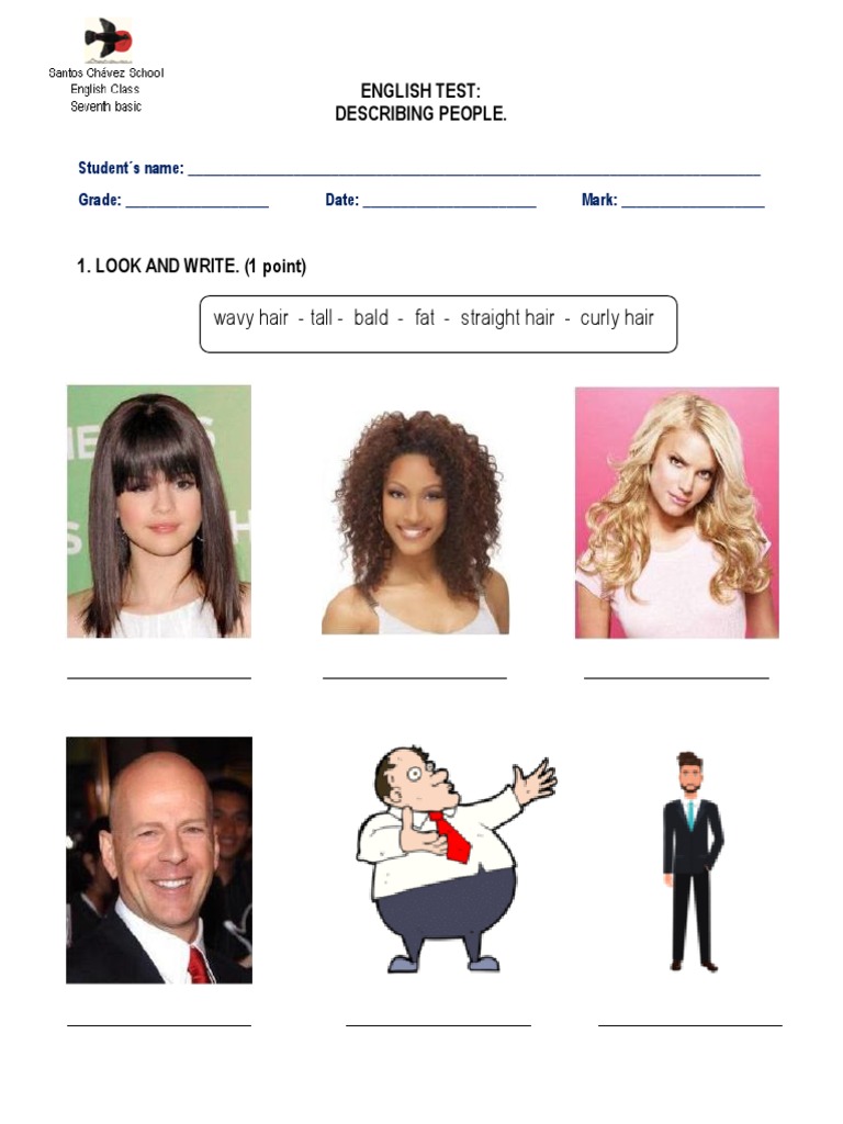ENGLISH TEST - Describing People | PDF | Ocio