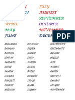 Months and Surnames List