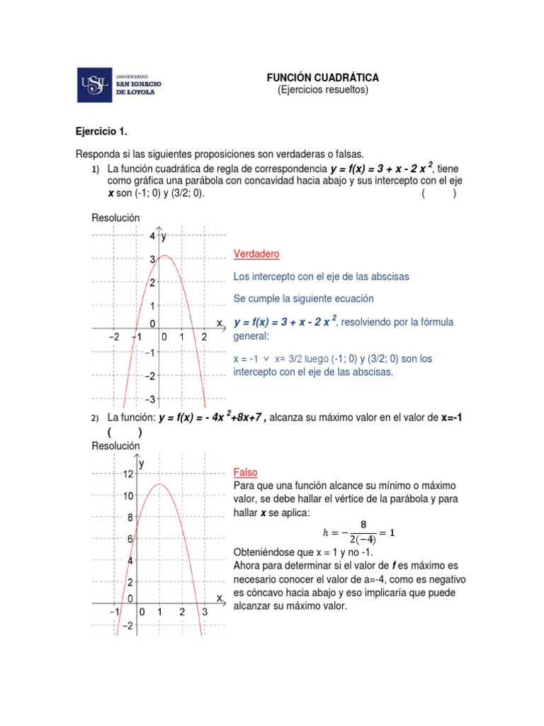 Funcion Cuadratica Ejercicios Resueltos 2 | Álgebra | Geometría