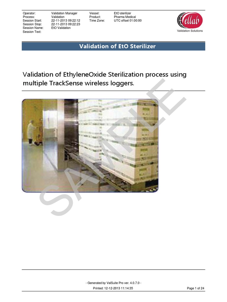 Eto Sterilization Demo Test Report Sample | PDF