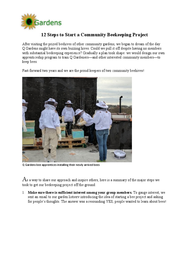 12 Steps To Start A Community Beekeeping Project - Q Gardens PDF | PDF ...