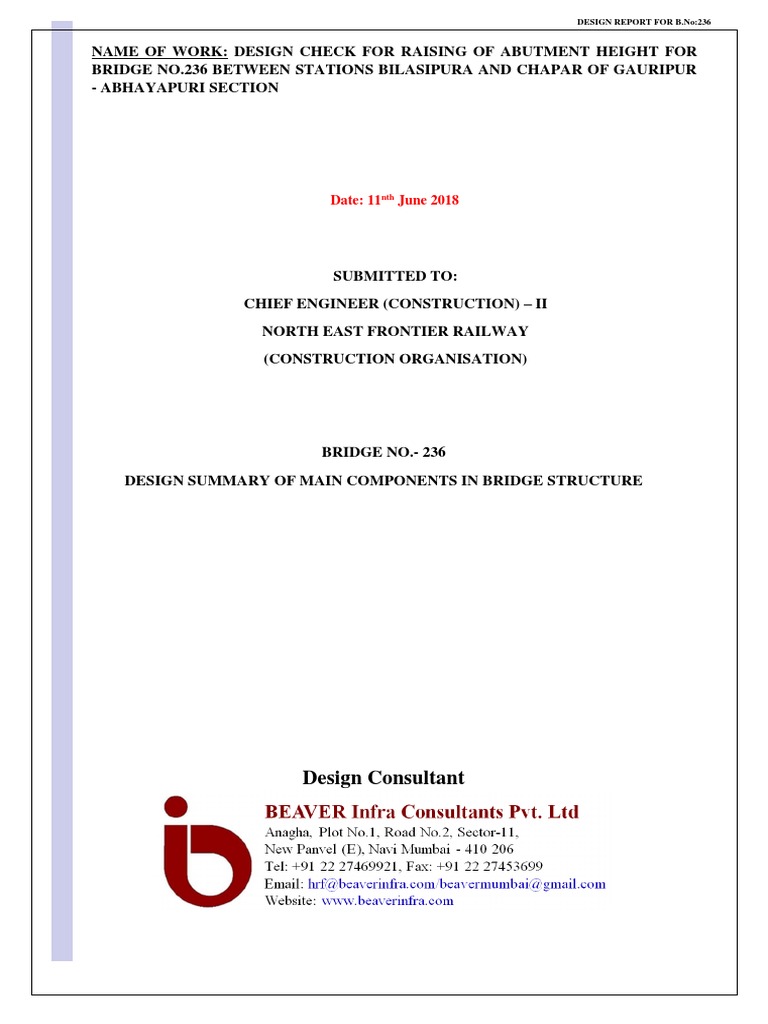 Bridge No. 236 Design Report Summary | PDF | Deep Foundation | Concrete