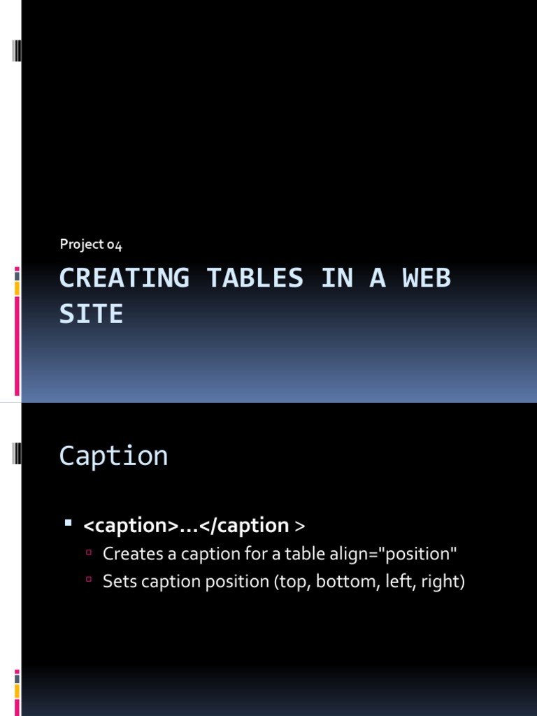 Project 04 Creating Tables in A Web Site | PDF | Html Element | Computing