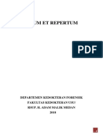 Visum Et Repertum: Departemen Kedokteran Forensik Fakultas Kedokteran Usu/ Rsup. H. Adam Malik Medan 2018