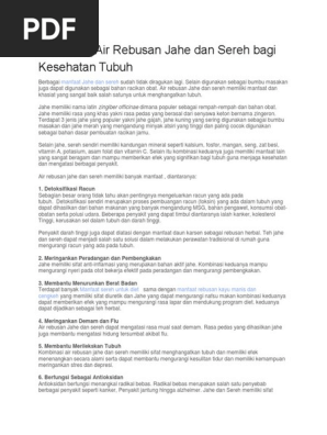 8 Manfaat Air Rebusan Jahe Dan Sereh Bagi Kesehatan Tubuh