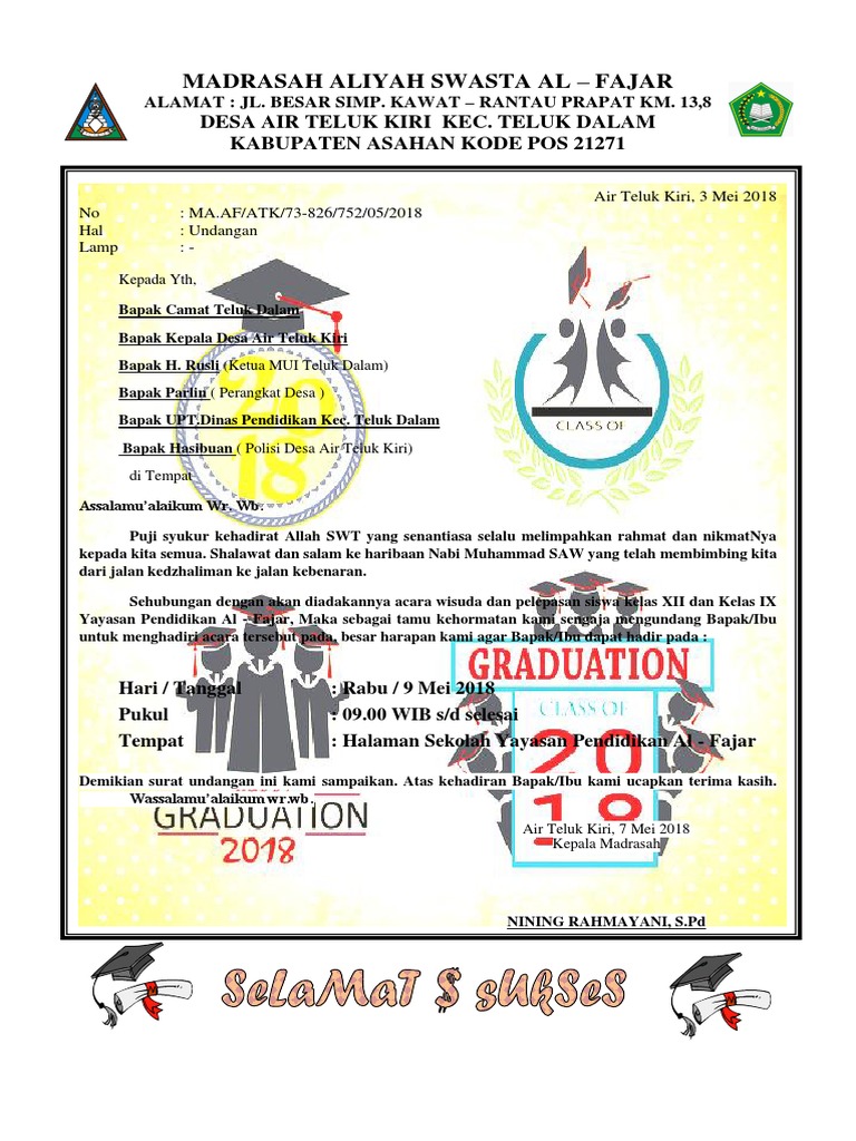 94 Contoh Undangan Wisuda Mts Terbaik