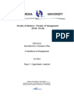 Faculty of Business / Faculty of Management (Fob / Fom) : PBU0035 Introduction To Business Plan Foundation in Management