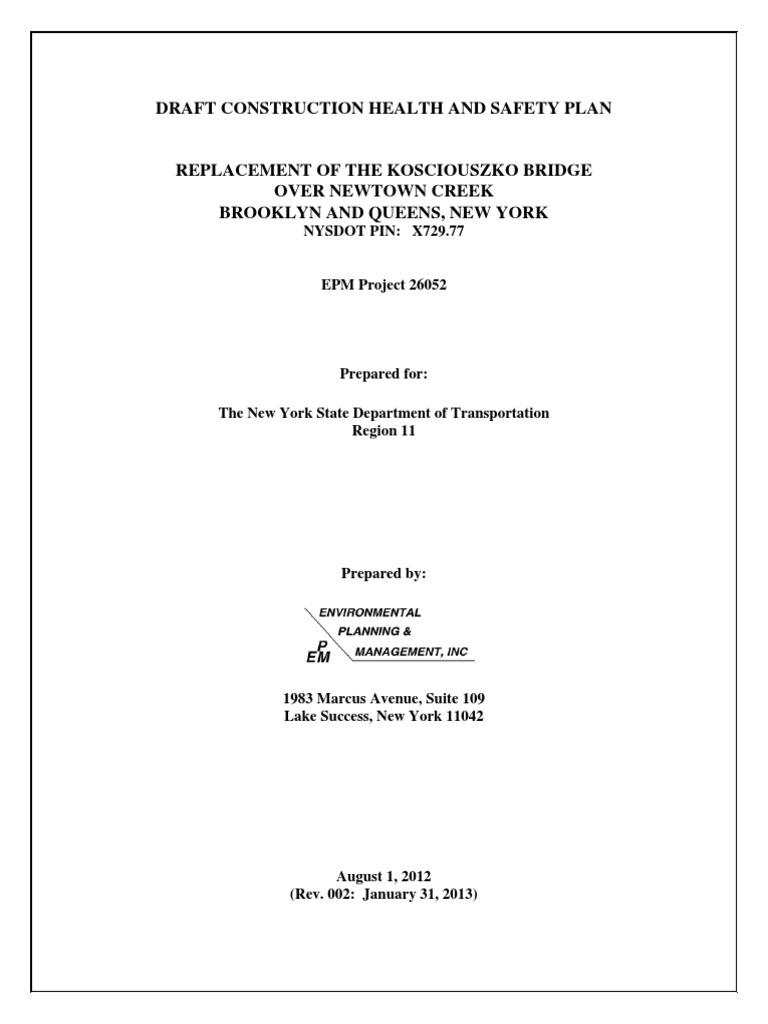 Draft Construction Health and Safety Plan | PDF | Personal Protective ...