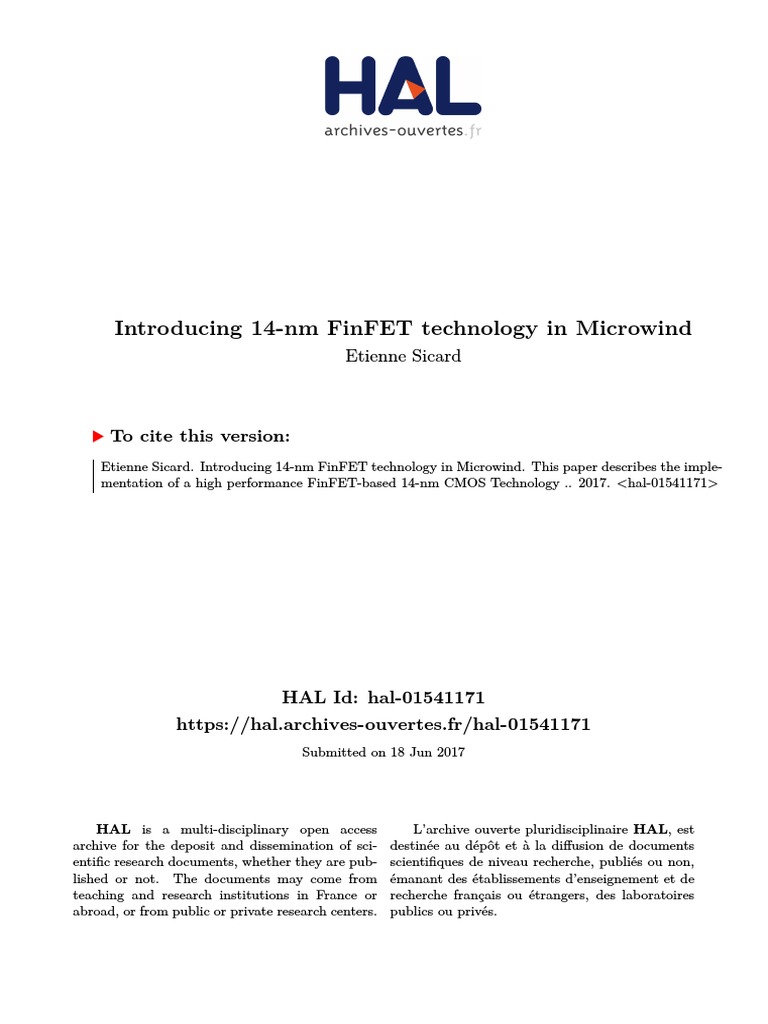 14-nm FinFET Technology in Microwind | PDF | Mosfet | Field Effect ...