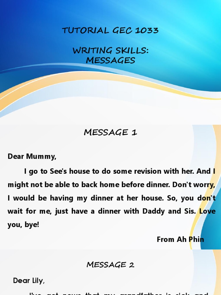 Message Writing Examples for Students | PDF