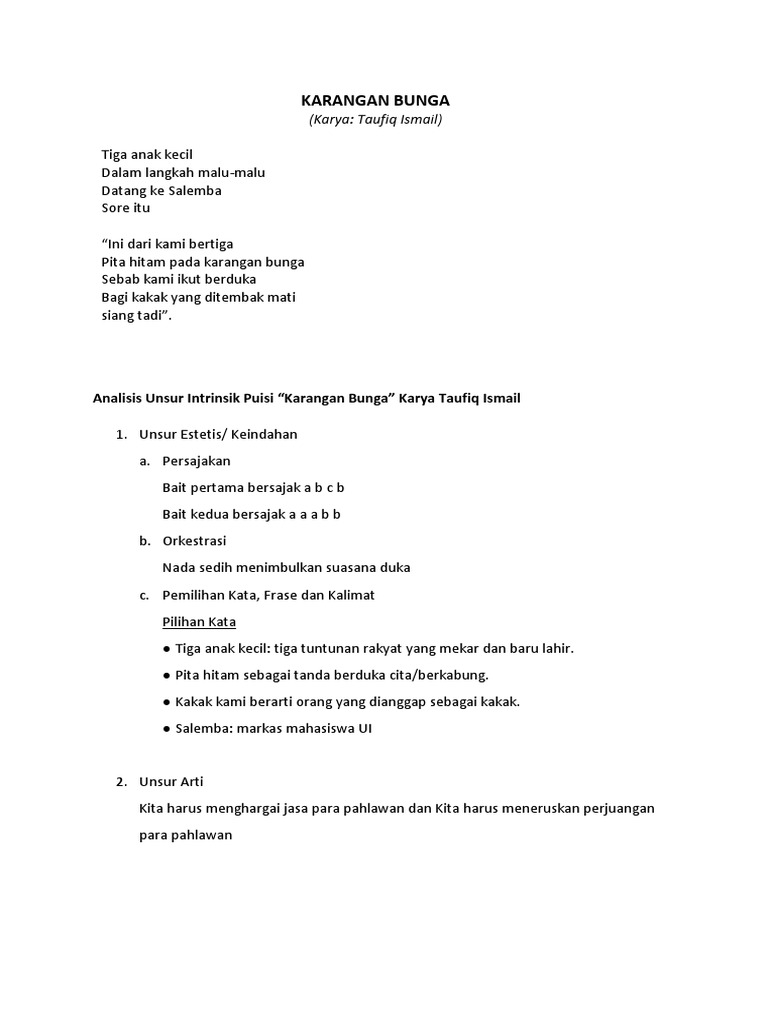 Analisis Unsur Intrinsik Puisi