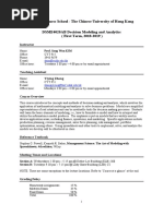 CUHK Business School - The Chinese University of Hong Kong DSME4020AB Decision Modeling and Analytics (First Term, 2018-2019)