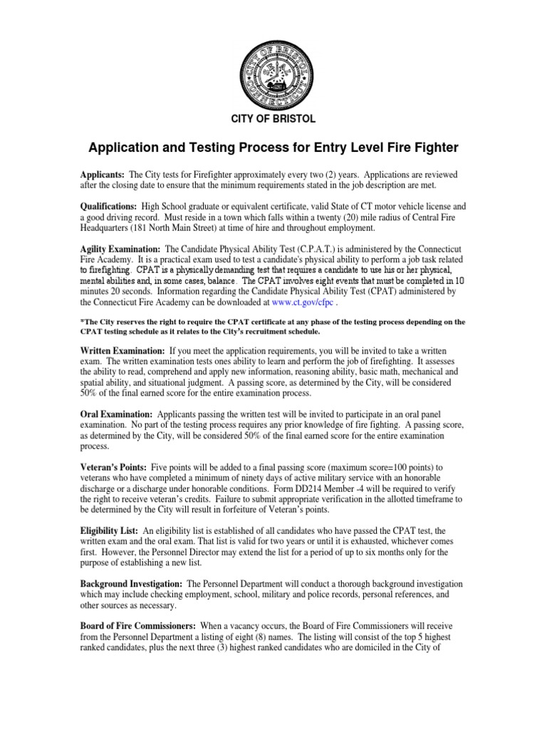 Bristol Firefighter Application Process | PDF | Background Check | Test ...