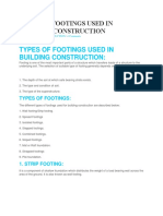 Types of Footings Used in Building Construction