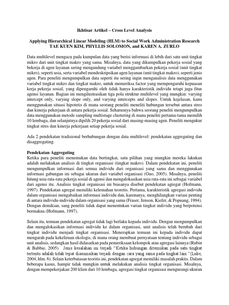 Analisis Interaksi Lintas Tingkat HLM | PDF