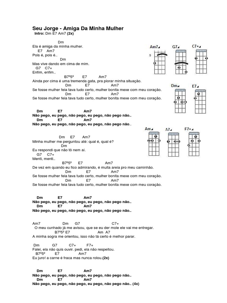 Cavaquinho Meu Dom: Amiga da Minha Mulher - Seu Jorge - Cifra