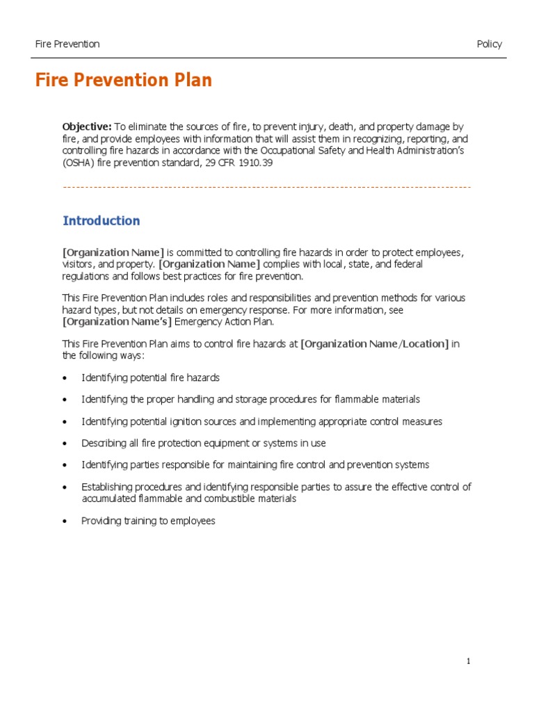 Fire Prevention Policy PDF Fire Safety Fires