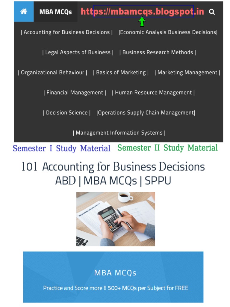 Accounting For Business Decisions MCQs Accounting MCQs PDF