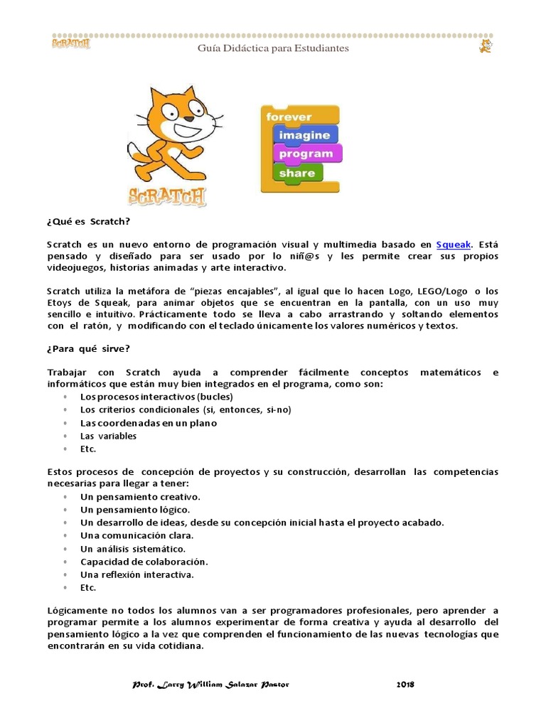 Guía Didáctica de Scratch para Estudiantes | PDF | Scratch (lenguaje de ...