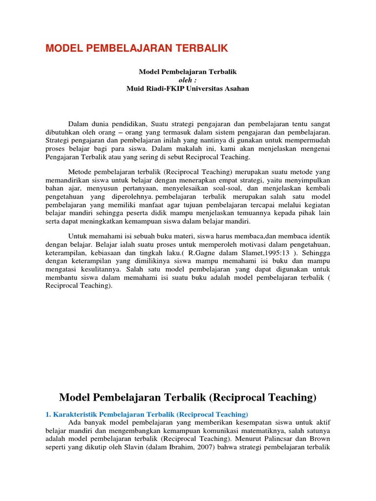 Model Pembelajaran Terbalik Etika Pdf
