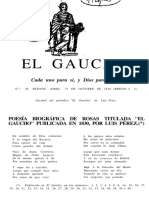 Poesía Biográfica de Rosas Titulada "El Gaucho" Publicada en 1830, Por Luis Pérez.