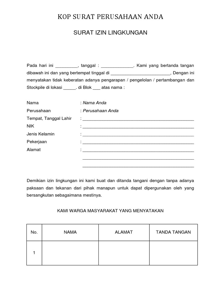 Draft Surat Izin Lingkungan Pertambangan Pdf