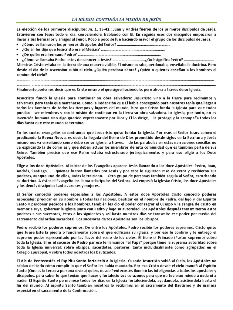 La Iglesia y la Misión de Jesús | PDF | Iglesia Católica | Cristo (título)