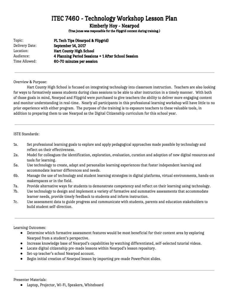 Itec 7460 - Technology Workshop Lesson Plan | PDF