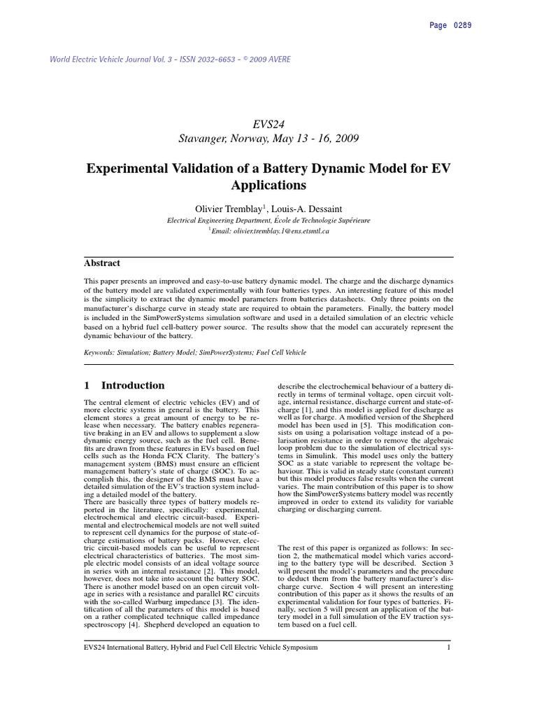 Experimental Validation of A Battery Dynamic Model | PDF | Electric ...