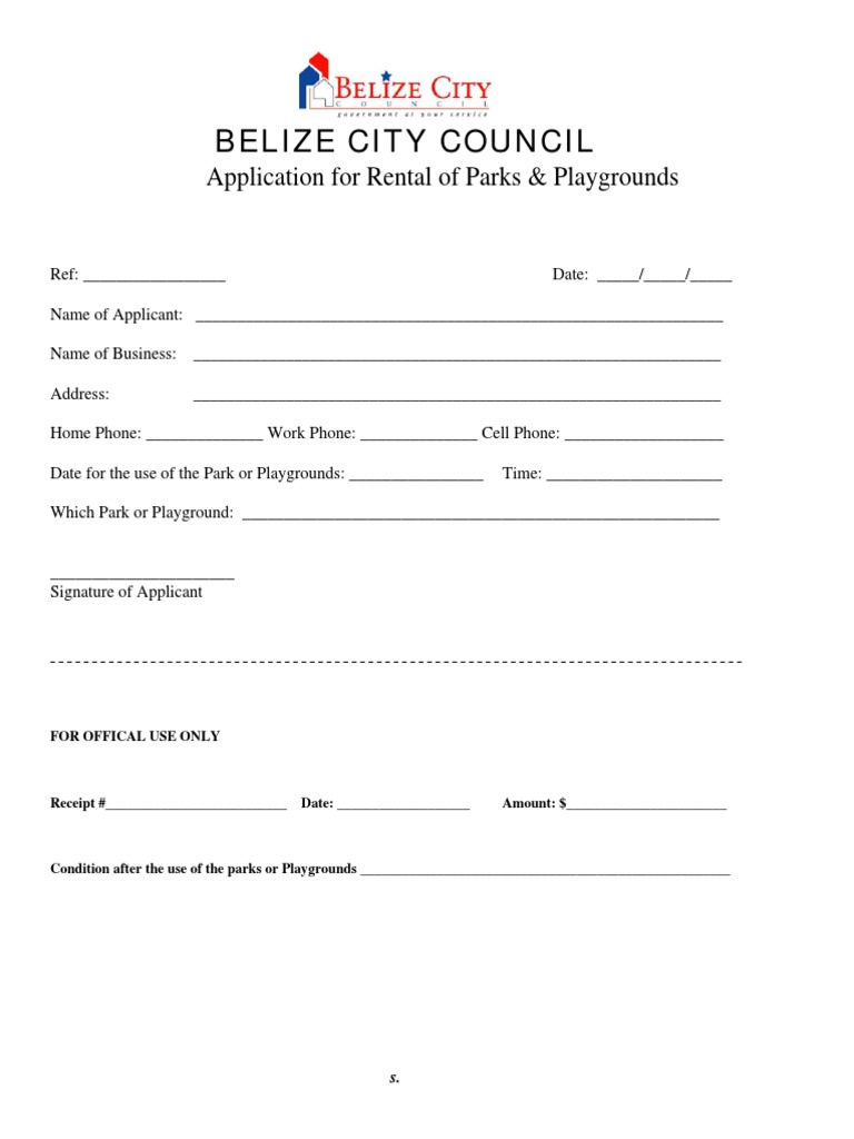 Belize City Park Rental Application | PDF | Law
