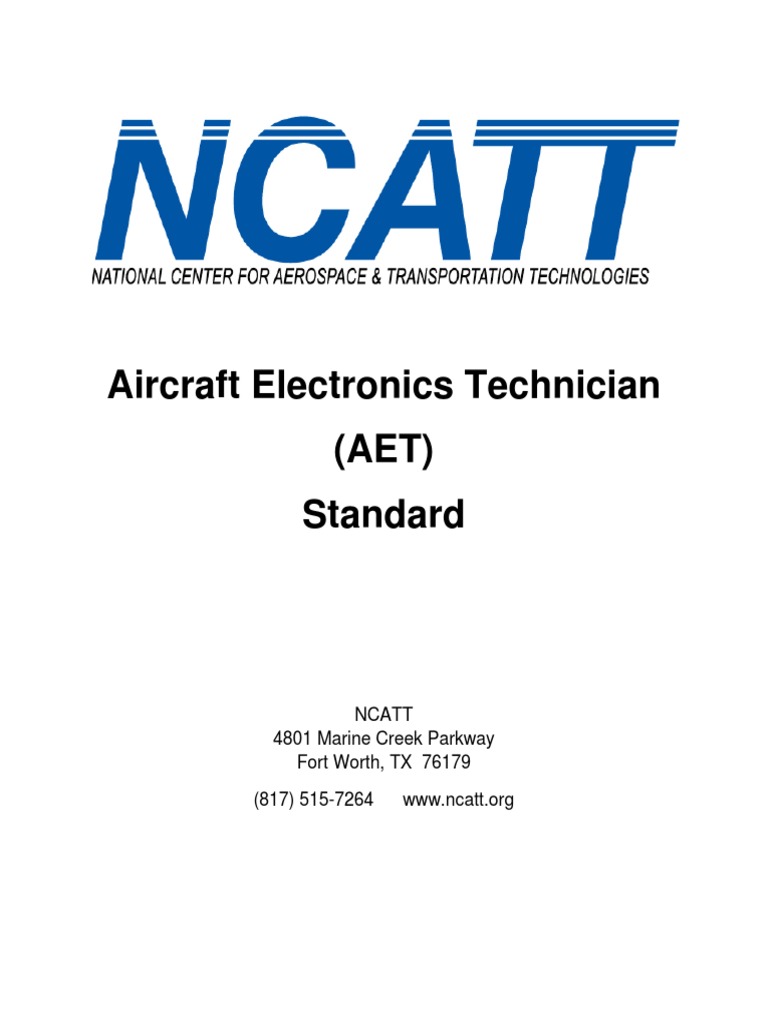 Aircraft Electronics Technician (AET) Standard Ncatt 4801 Marine Creek
