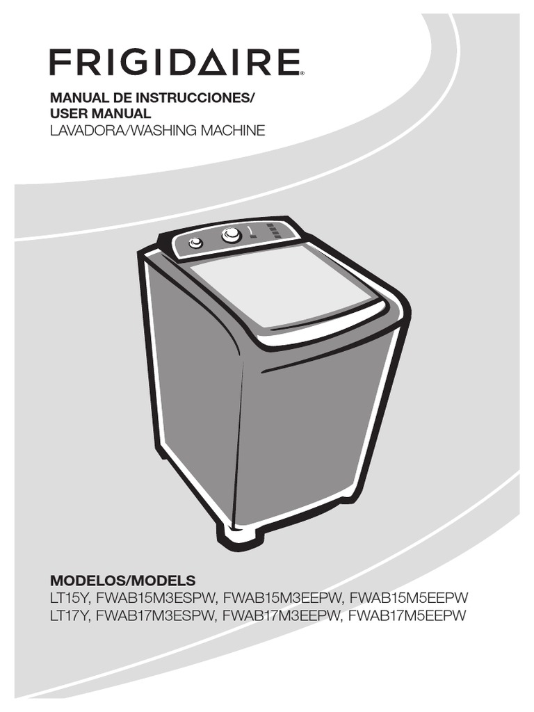 Frigidaire Washer Manual Lavadora Enchufes y tomas de corriente