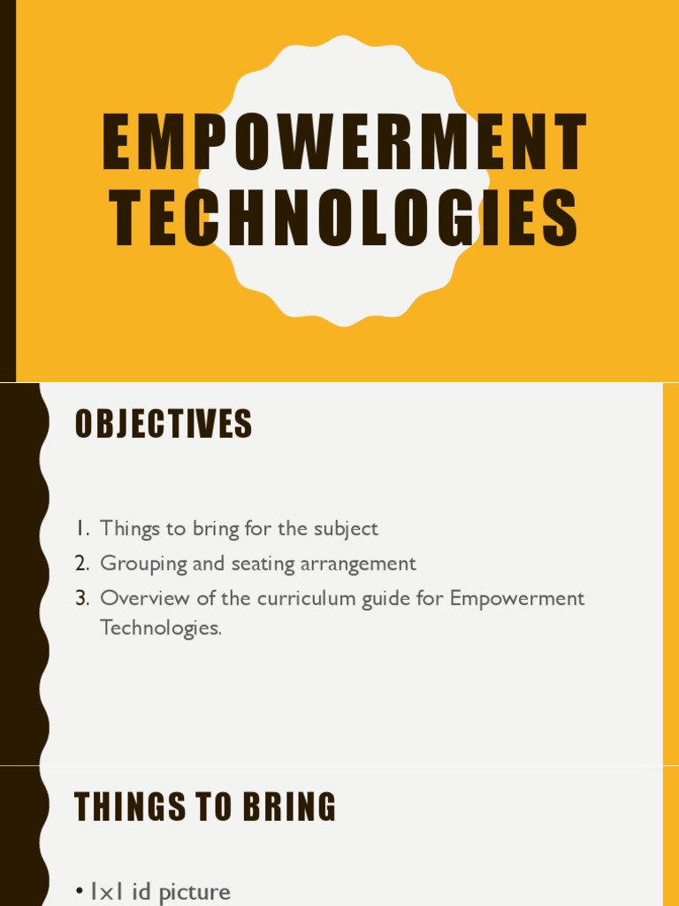 Empowerment Tech Curriculum Guide Overview | PDF