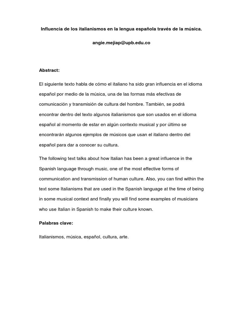 Italianismos | PDF | Piano | Italia