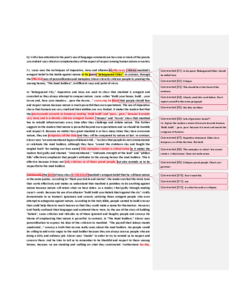 Poem critique examples picture