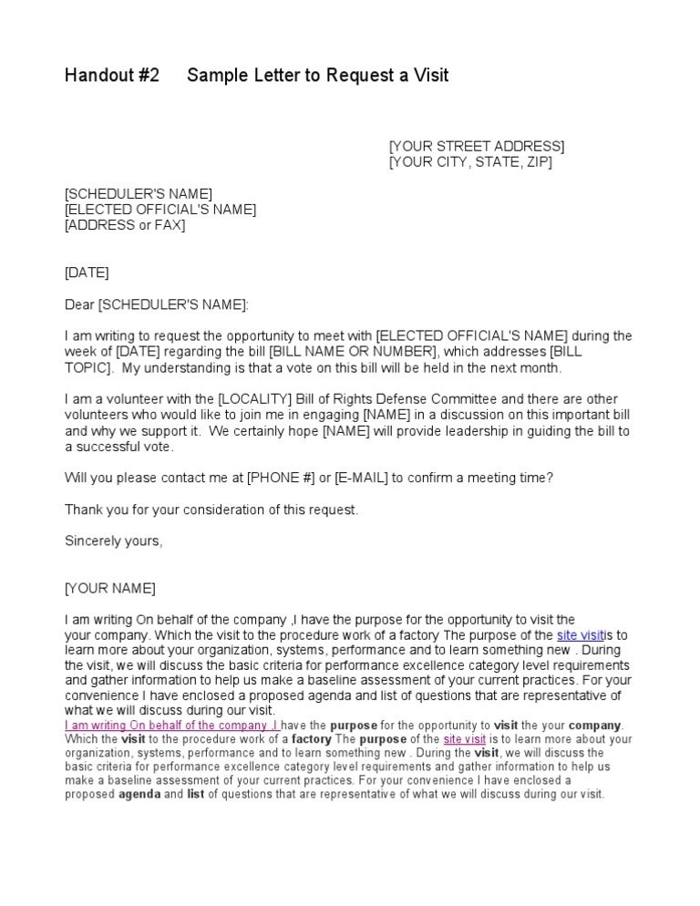 sample permission letter to visit a company