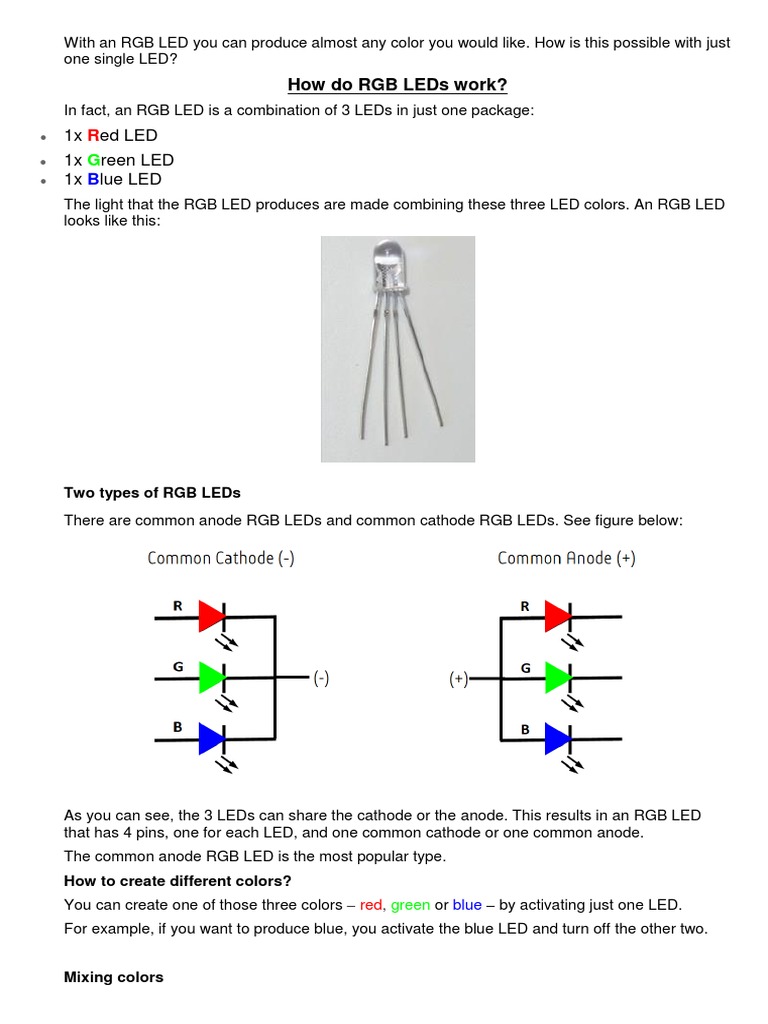 1X Ed Led 1X Reen Led 1X Lue Led How Do RGB Leds Work? PDF Light