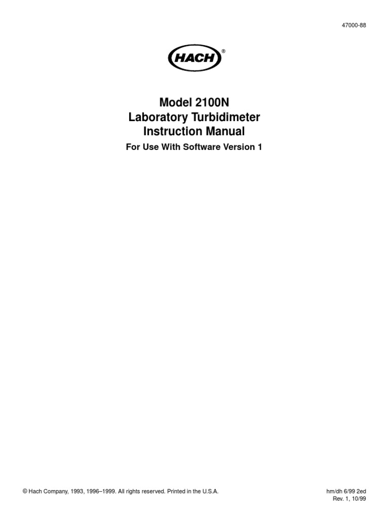 Model 2100N Laboratory Turbidimeter Instruction Manual For Use With